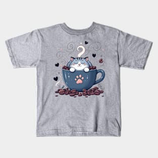 Catnip & Cappuccinos: Where Cats and Coffee Collide Kids T-Shirt